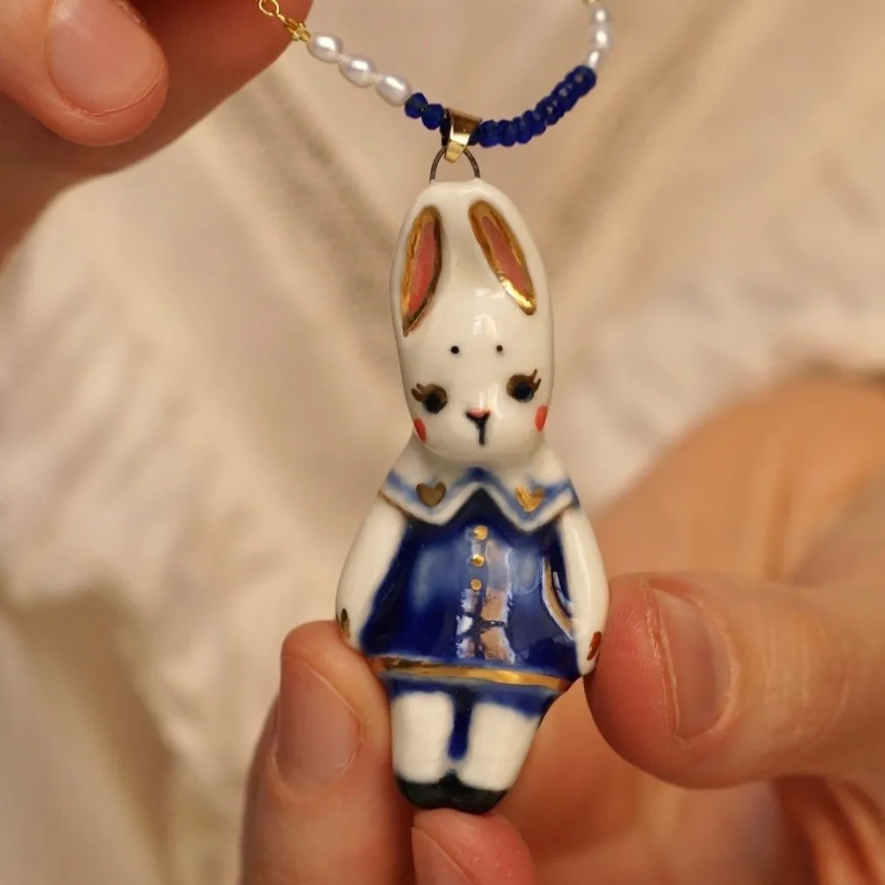 Clown Cartoon Circus Animal Sweater Chain Beads Vintage Childishness Necklace Adorable Copper Clavicle Necklace Gift