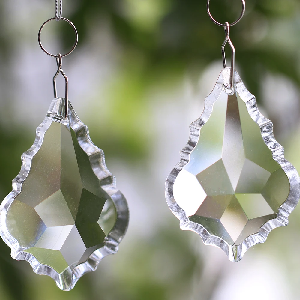 38MM/50MM/63MM/76MM/100MM Clear Maple Leaf Decorative Beads Crystal Lighting Hanging Drop Chandelier Prism Pendant