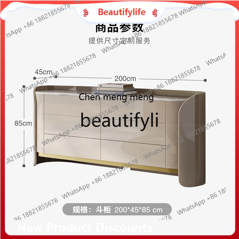 A32 High-end Light Luxury Italian Style Lacquered Marble Sideboard Bedroom Storage Side Cabinet Entryway Cabinet
