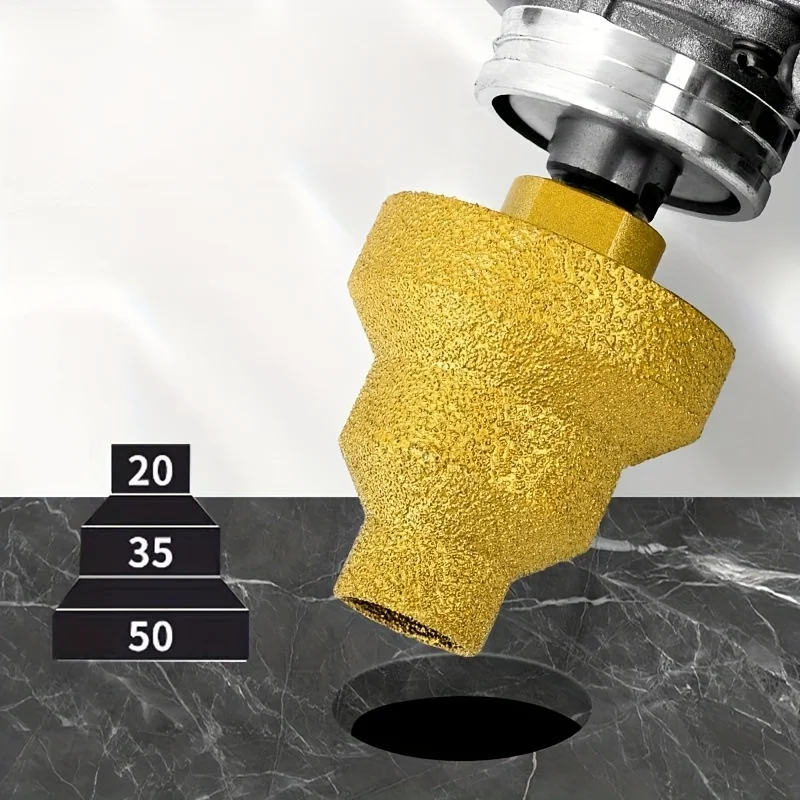 For Brickwork, Marble Drilling, and Trimming Diamond Brazing Cone Reamer Drill Bit Set, 20mm, 35mm, 50mm Sizes with M10 Thread