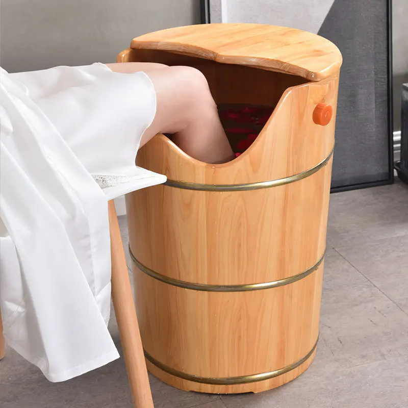Foot bucket wooden steaming dual-purpose foot bath bucket fumigation wooden basin foot basin solid wood