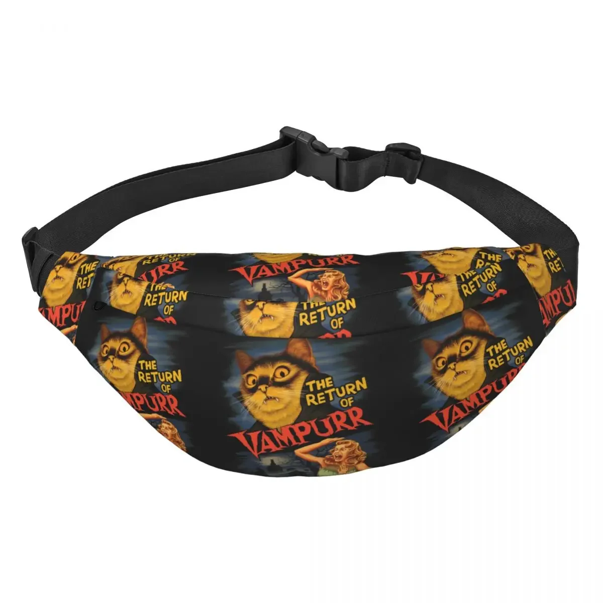 O Retorno de Vampurr Cat Fanny Pack para Homens e Mulheres, Sling Crossbody, Bolsa de cintura para correr, Bolsa de dinheiro para telefone