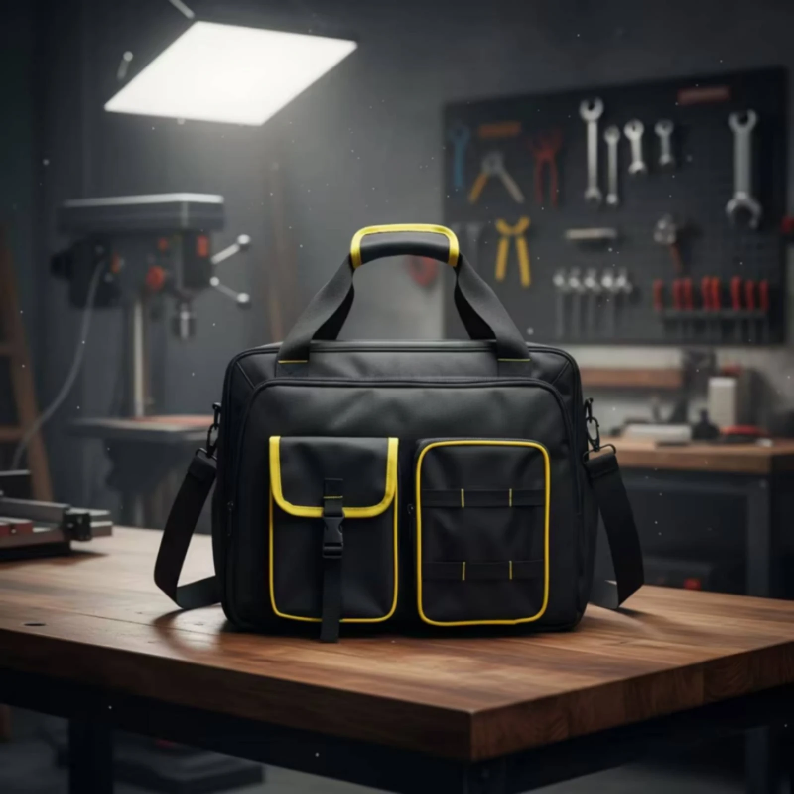 Tool Bag with Laptop Compartment Padded Tool Storage Bag with Shoulder Strap Sturdy Reinforced for Technicians, Field Work