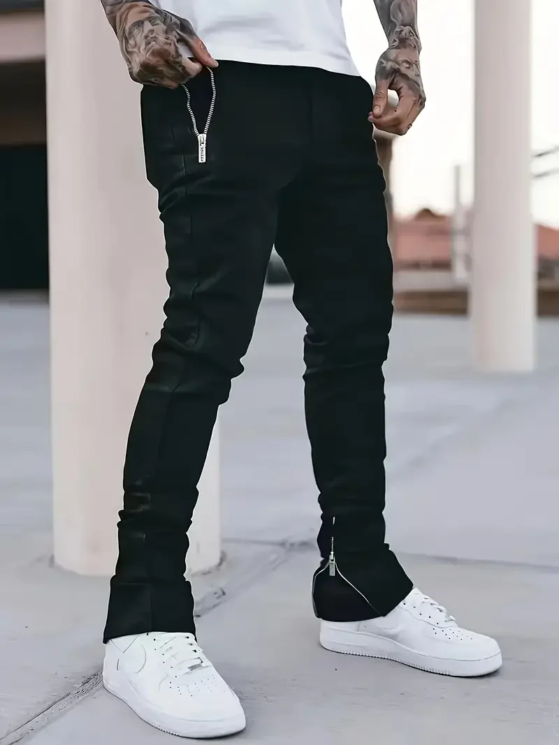 

Lightweight denim men's distressed fashion pants - street style, comfortable stretch denim fabric, hole details, versatile for a