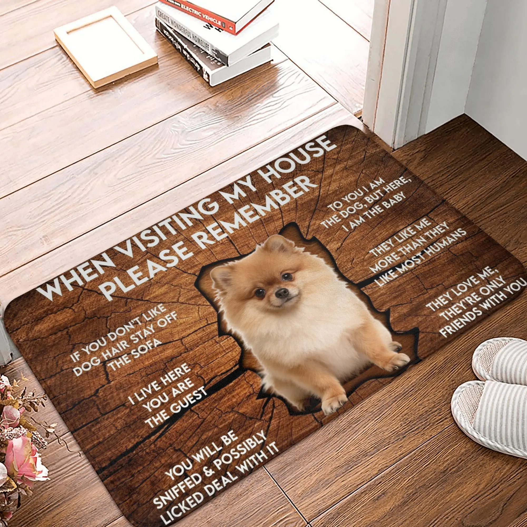 Cute Pomeranian Dog Door Mat Funny Welcome Rug for Home Kitchen Bathroom Decor