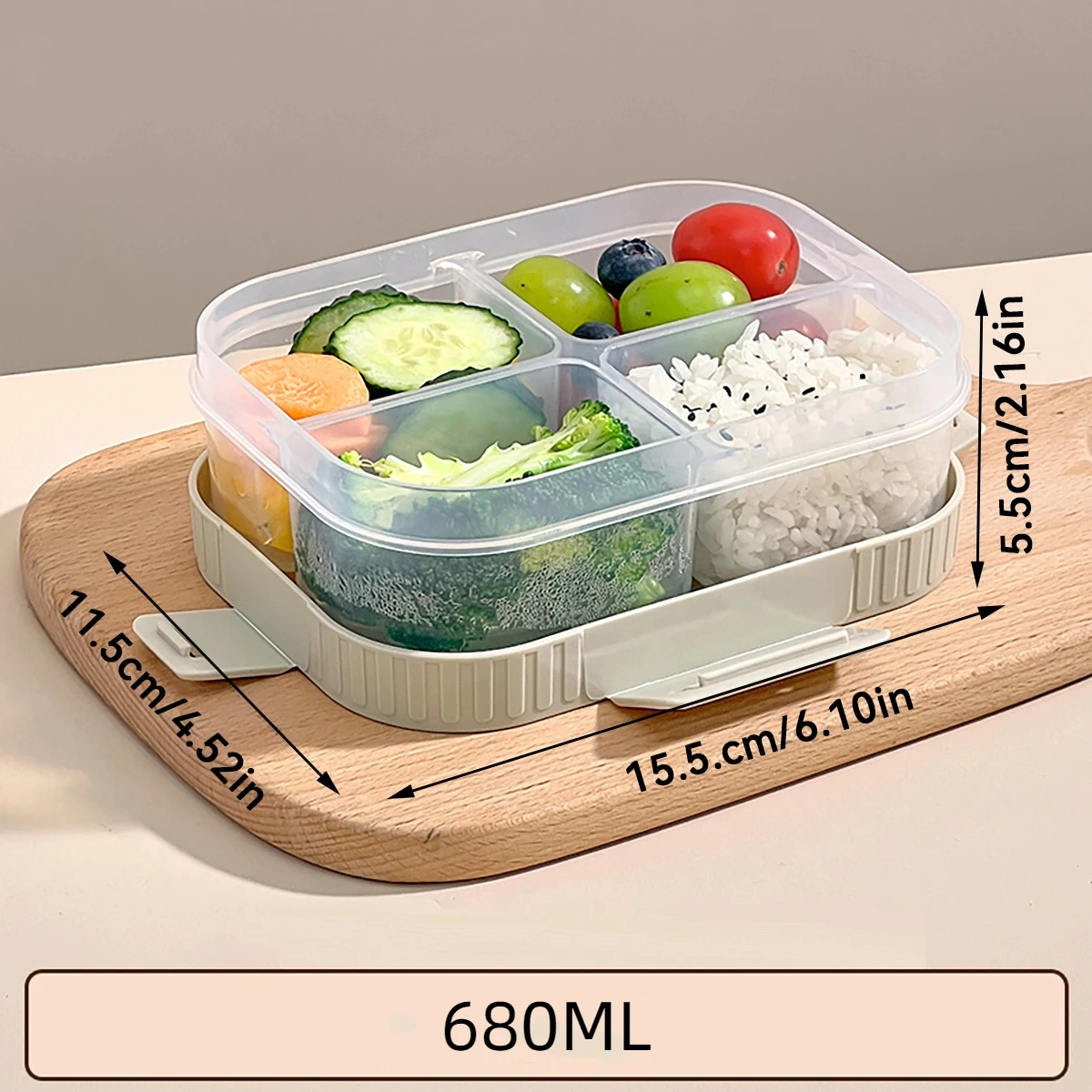 WORTHBUY Doorzichtig plastic compartiment Lunchbox Draagbare studenten Kids Bento Box Magnetronbestendig verzegelde lunchcontainer met handvat