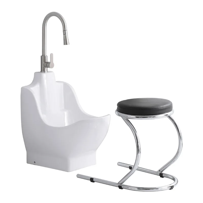 Integrated basin for hand and foot washing, ceramic basin for Middle Eastern bathroom sink