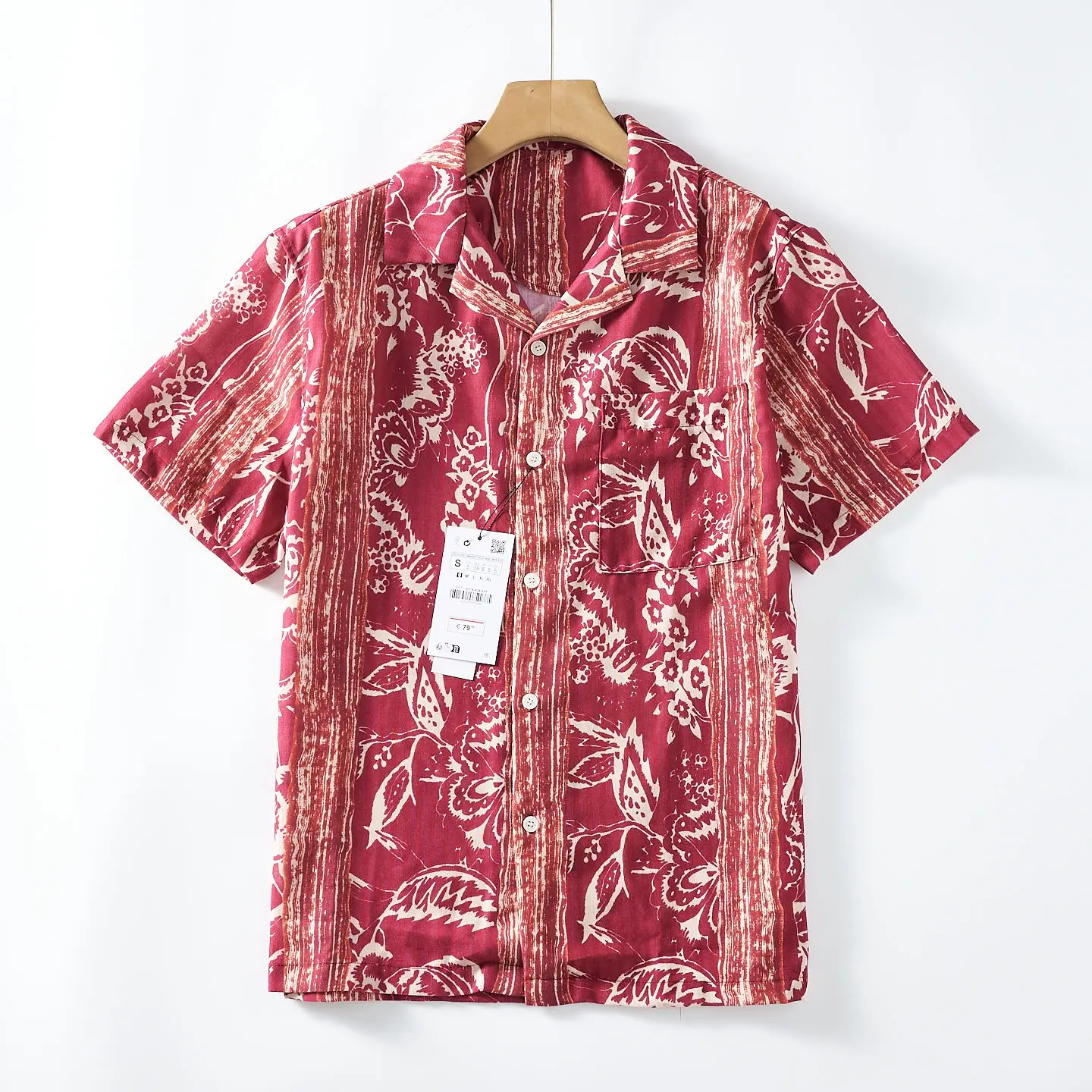Summer New American Retro Short Sleeve Cuban Collar Hawaiian Print Shirt Men's Fashion Seaside Beach Loose Casual Flower Blouses