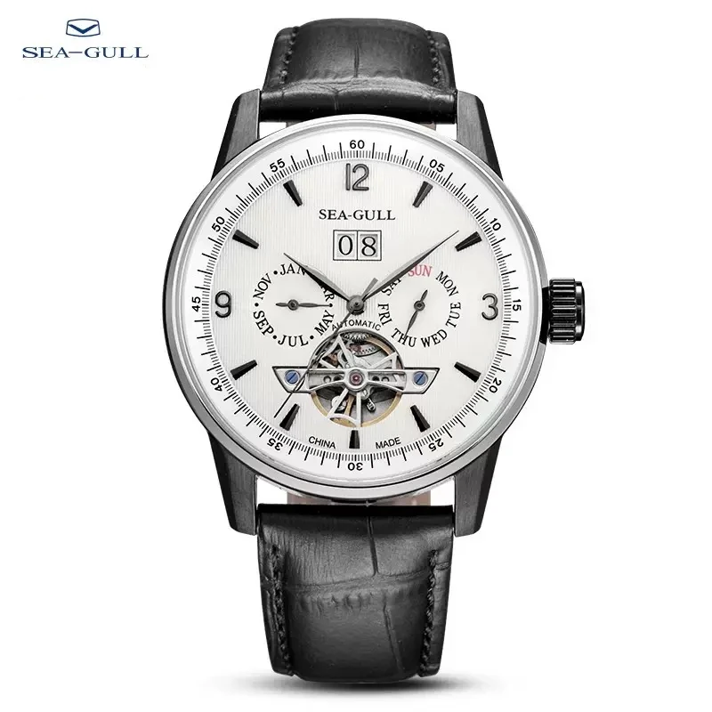 Zeemeeuw Mannen Automatisch Horloge Mode Holle Vliegwiel Mechanische Polshorloge 43Mm 50M Waterdichte Klok Reloj Hombre Wijzerplaat 328/1328