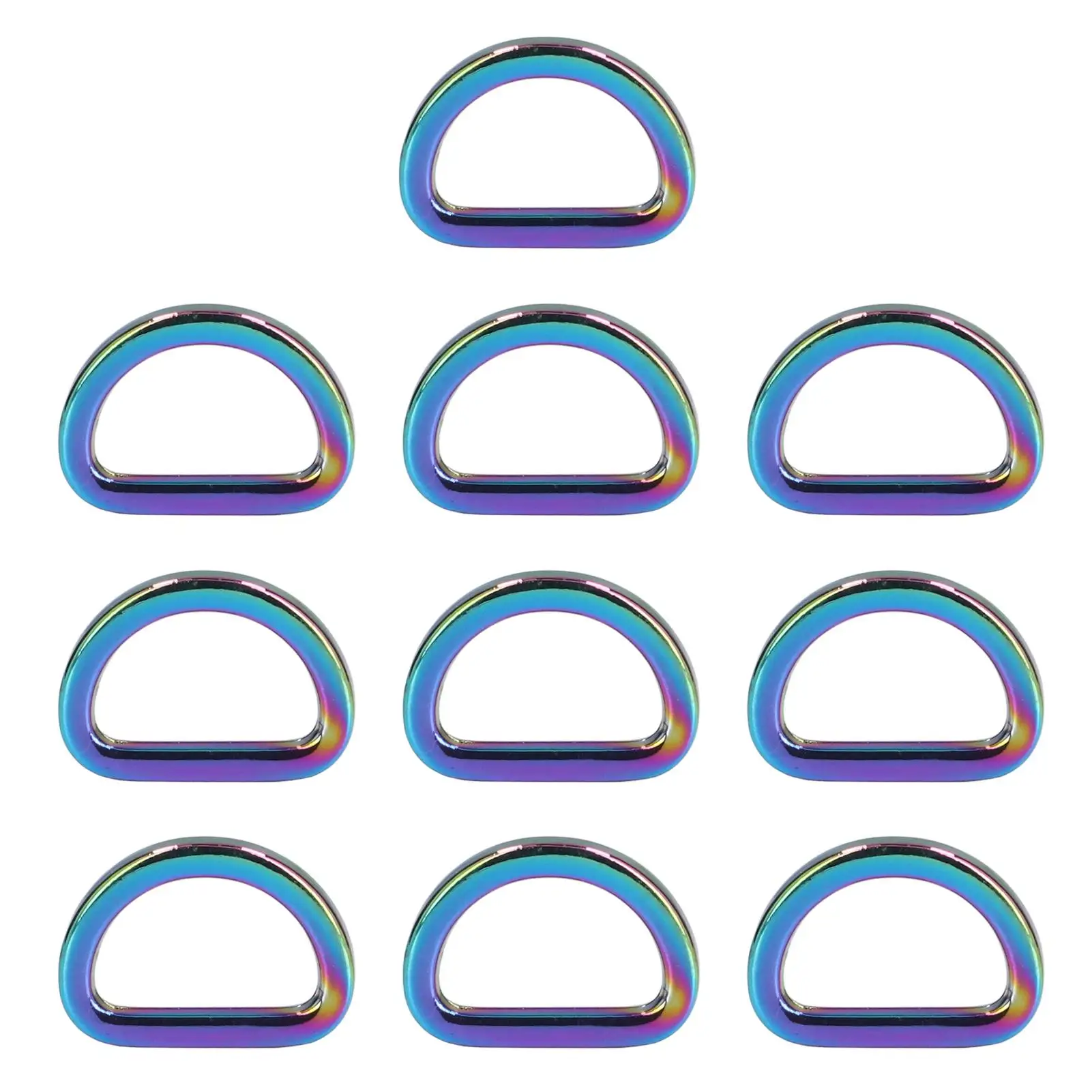 10PCS Colorful D Rings - Durable, Glossy Bag Buckles for diy Crafts - Small & Compact Decorative Hardware