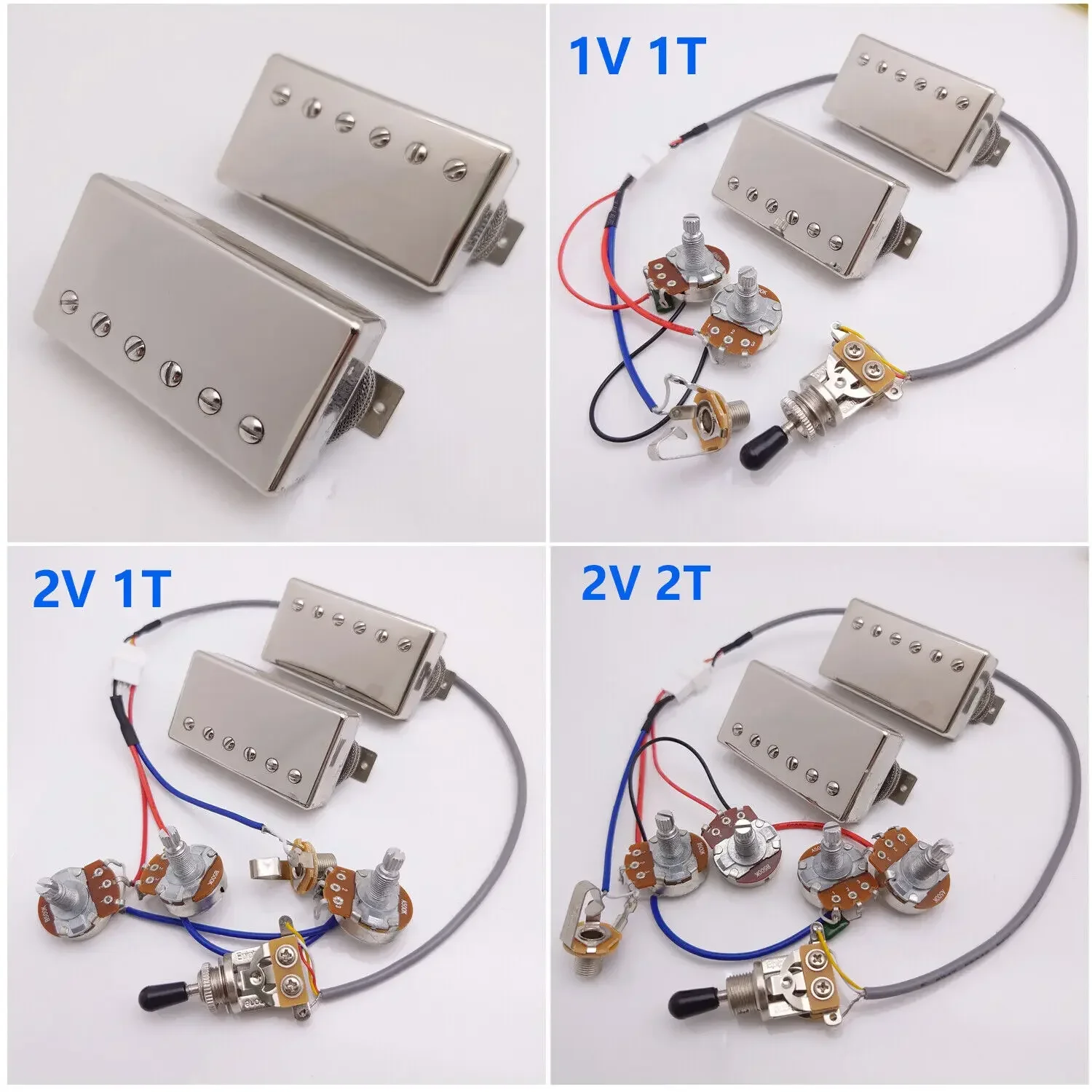 Alnico 2 Guitar Humbucker Pickups Chrome BB1&BB2 Series PAF N/B with 2C Wiring Harness for LP Electric Guitar Replacement Parts