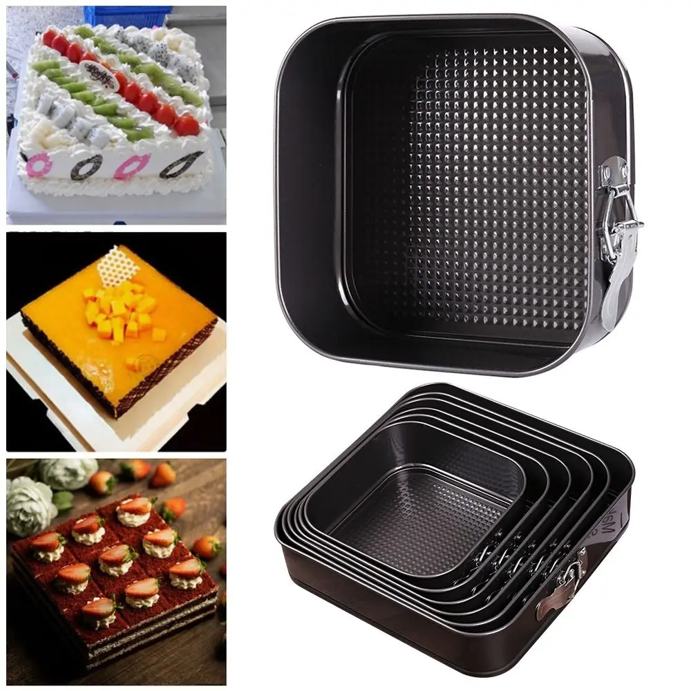 1Pcs Carbon Steel Baking Mould Leakproof Square Cake Baking Pan with Removable Bottom Non-Stick Cake Mould