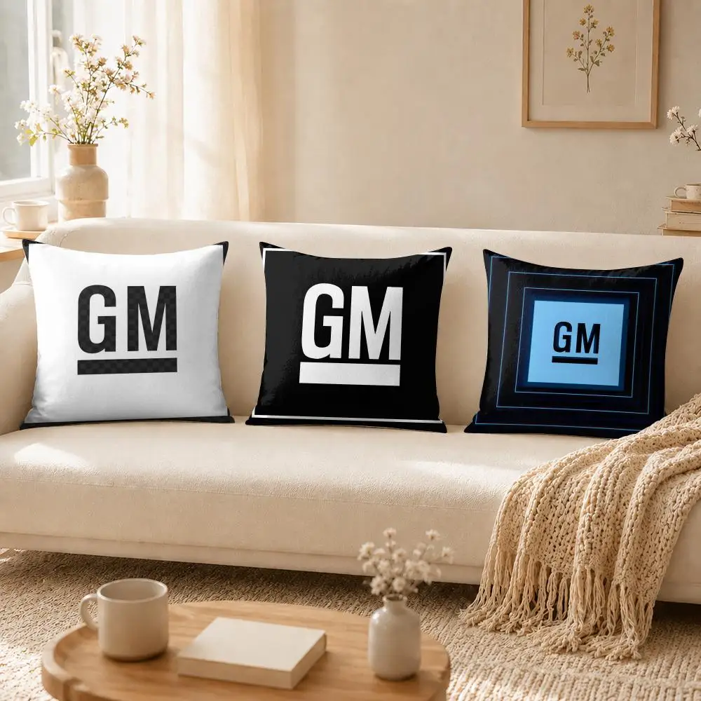 Logo G-General M-Motors Fashion Cushion Cover Soft Short Plush Double-Sided Printing Home Decor Cozy Sofa Pillow Case Fine Gift