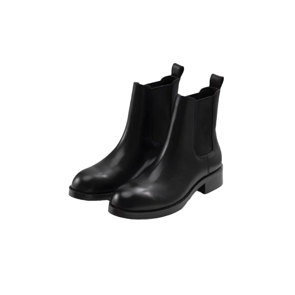Dave&Di Minimalist English Genuine Leather Chelsea Boots Round Toe Elastic Women Short Boots Women\'s Shoes