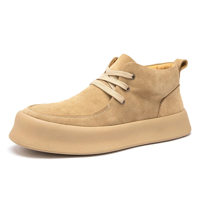 

Autumn Winter Suede Thick Soled High Top Men's Shoes with Lace Up Men's Workwear Shoes Casual Shoes