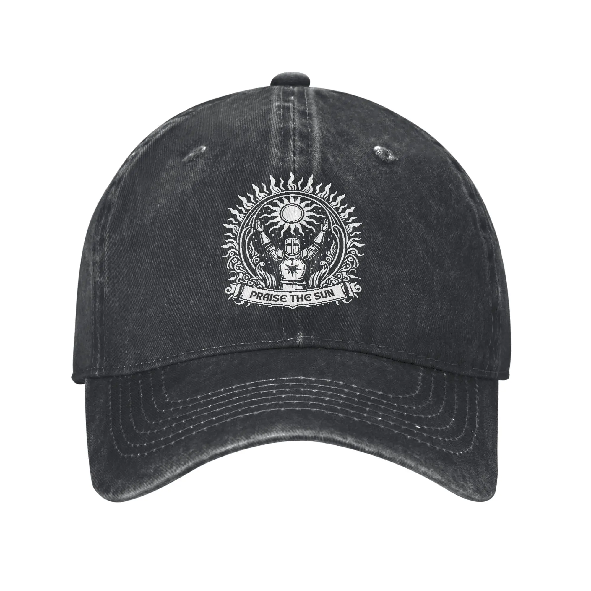 Praise the Sun Dark Souls Baseball Cap Classic Distressed Denim  Headwear for Men Women Outdoor Unstructured Soft Hats Cap