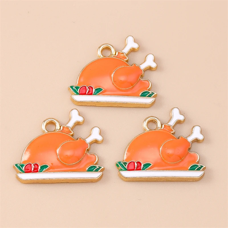 20 Stück Mix Thanksgiving Day Charms Emaille Lebensmittel Kürbis Mais Charms Anhänger für Schmuckherstellung Halsketten Ohrringe DIY Handwerk Geschenk – Detail 9