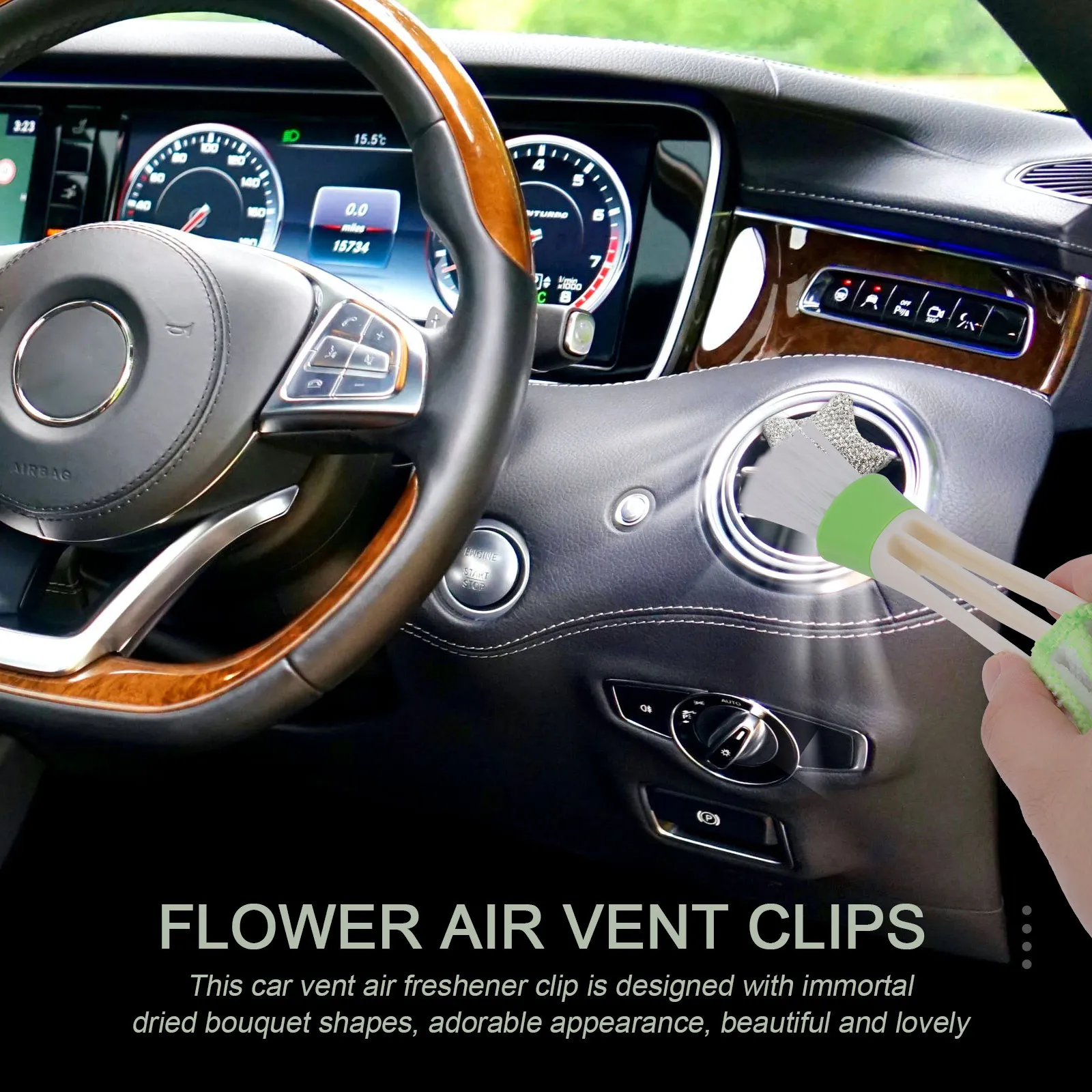 4Pcs Dual-Function Car Cleaning Brush Set for Air Vents, Windows & Detailing