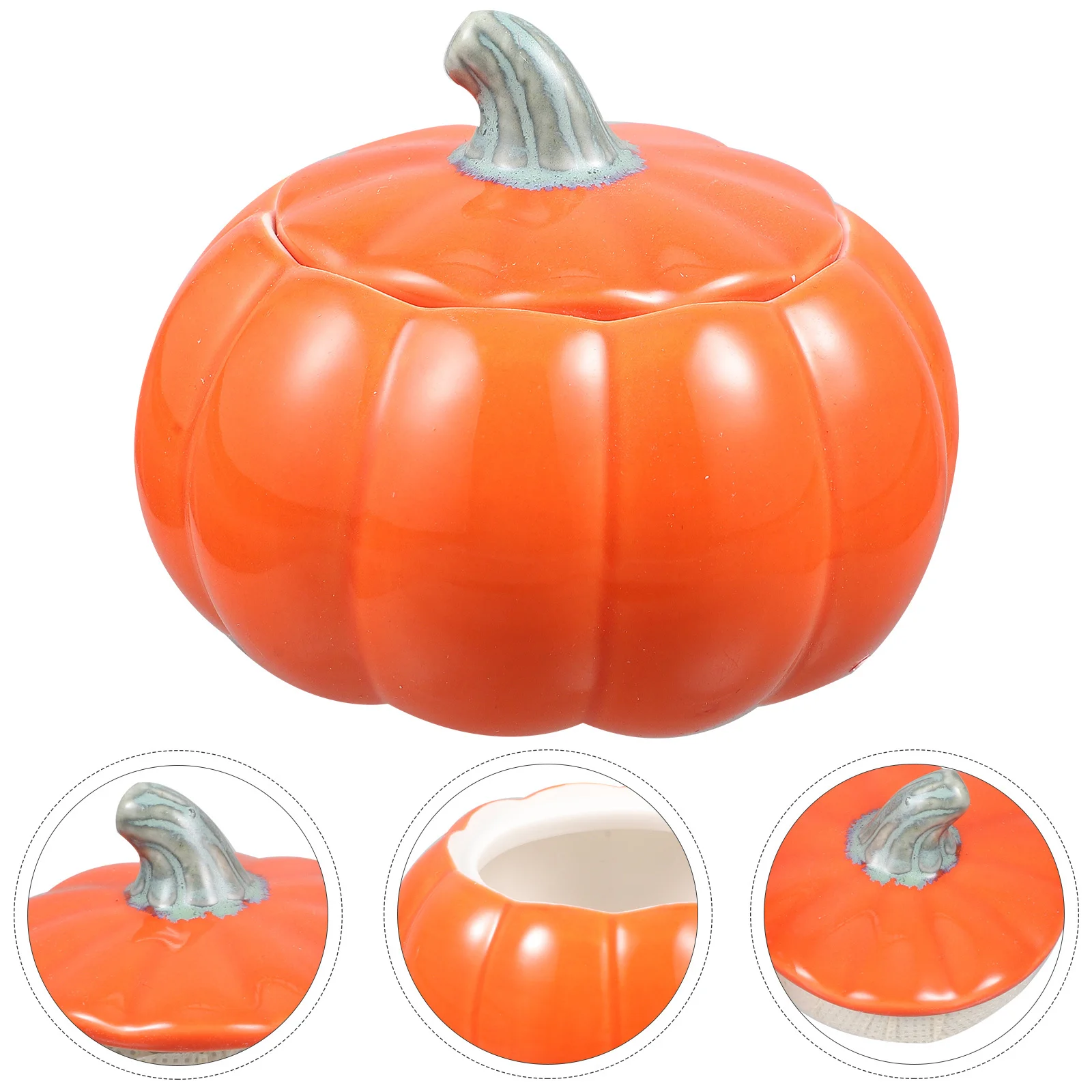 

Decorative Ceramic Pumpkin Jar Airtight Storage for Tea Sugar Cookies Spices Kitchen Pantry Organization Sealing Canister