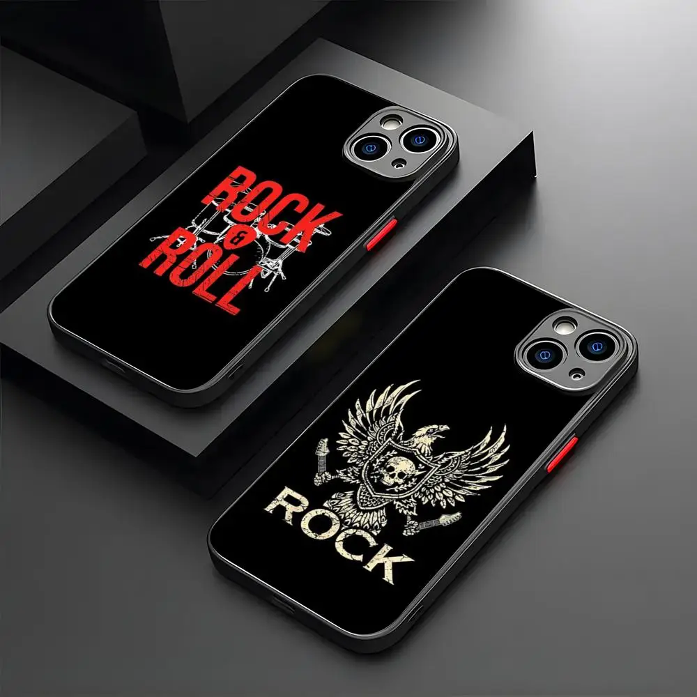 ROCK N ROLL escuela vieja para IPhone 15 16 14 12 13 11 barato Pro XR XS Max Mini X 7 8 Plus cubierta de carcasa mate