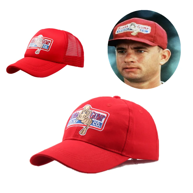 Adult Forrest Bubba Gump Red Cap Shrimp CO. Baseball Hat Forrest Gump Costume Cosplay Printed Embroidery Outdoor Sport