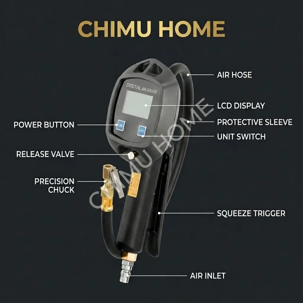 【CHIMU HOME】 for Digital Tire Inflator Device for 230 PSI for Precision Pressure Gauge for Professional Air Pump Kit