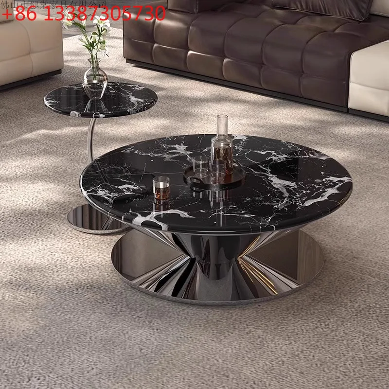 

Мраморный круглый журнальный столик в стиле «летающая тарелка» для гостиной, роскошный, высококачественный.