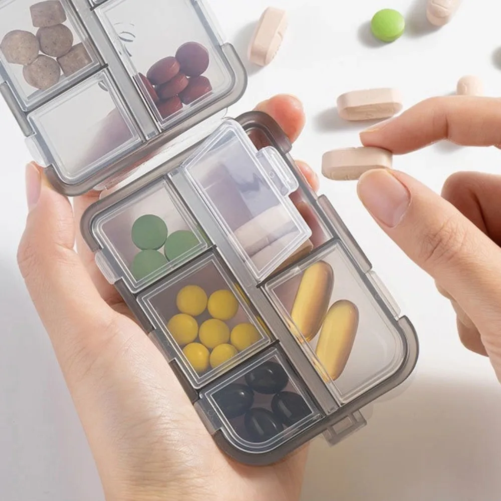 New Mini Double-Layer 10 Grids Pill Container Sealed Moisture Resistant Medicine Box Portable Travel Tablet Daily Storage Case
