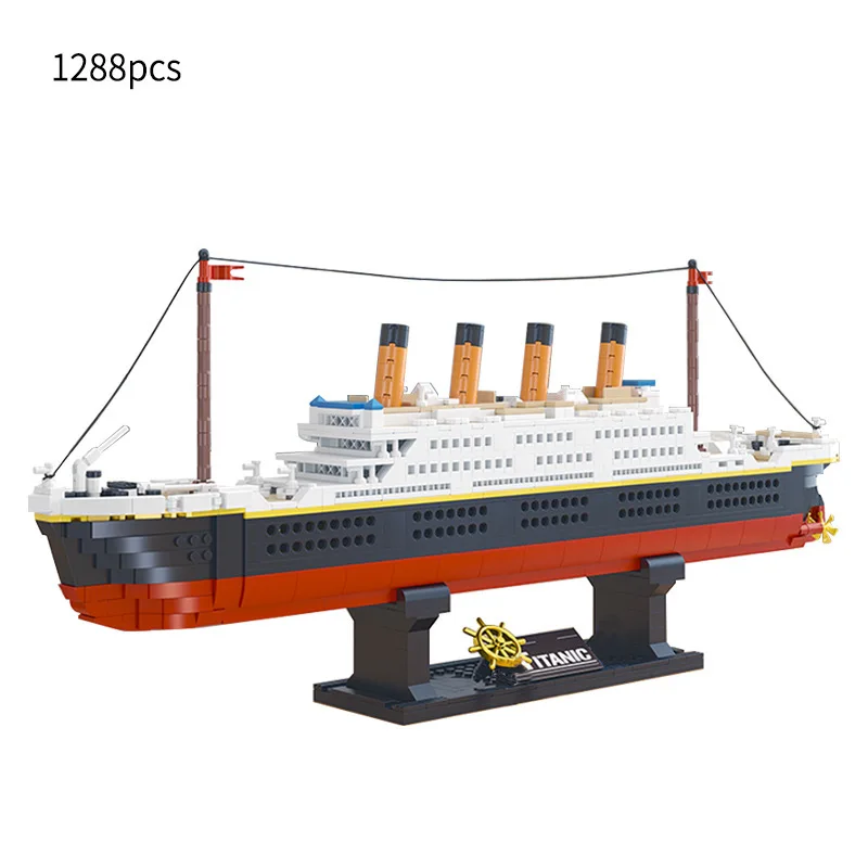 Titanic RMS Cruise Boat Ship Romance Building Blocks 3D 1288PCS Assemble Bricks Educational Model Toys Gifts For Kids Boyfriend