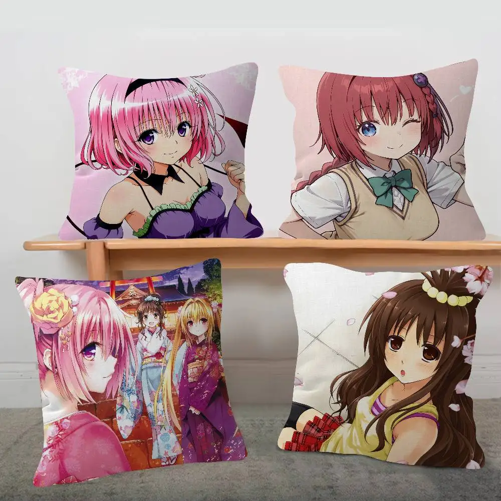 Anime To Love Ru Cartoon Series Square Pillowcase Soft Waist Sofa Cushion Cover Bedroom Room Pillowcase