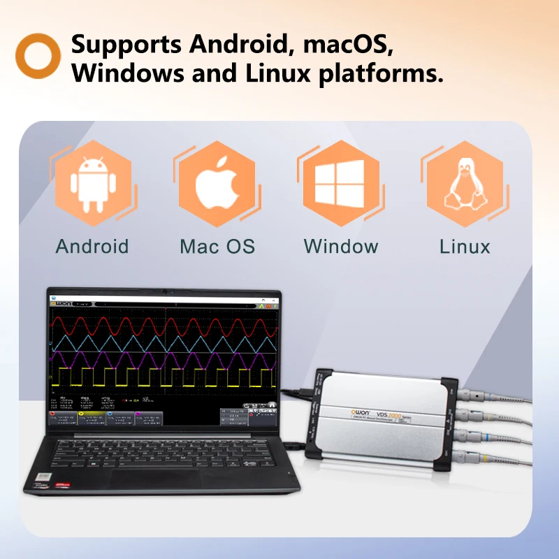 OWON VDS2000 Series Virtual PC Oscilloscope 25MHz 2/4 Channels Large Memory Depth Multi System Supported Debug Instrument