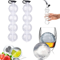 4 Hole 5.5cm Big Size Ice Ball Maker DIY Ice Cream Mold Plastic Whiskey Round Ice Cube Tray Bar Party Kitchen Accessories Tool