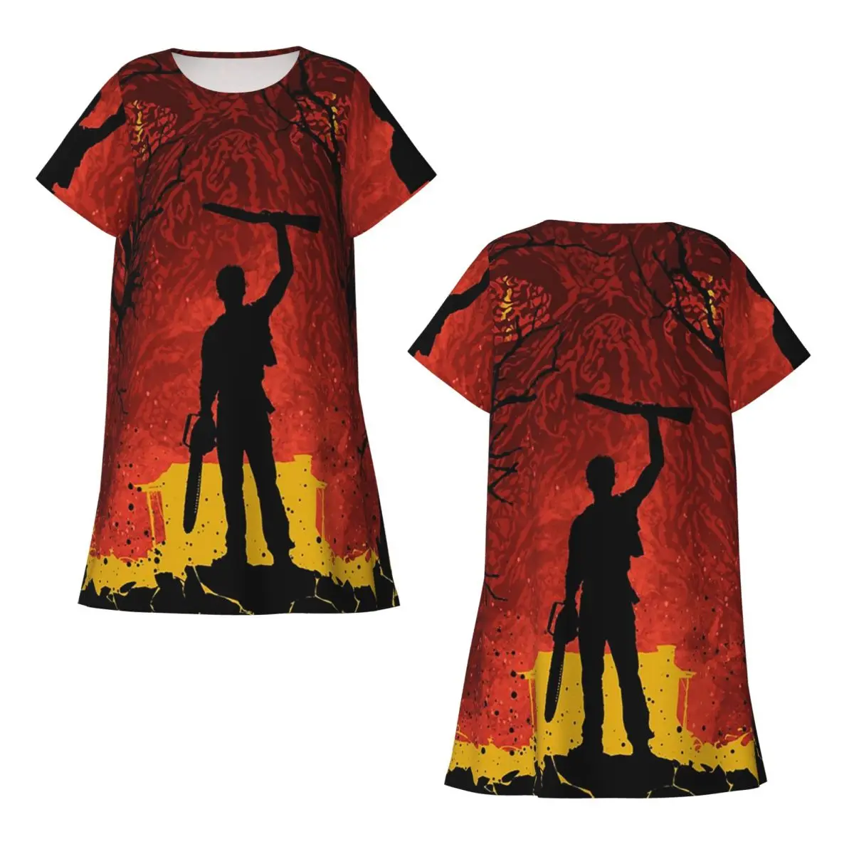 Custom Ash Evil Dead Short Sleeves Nightdress For Sleeping Sleepshirts Women Short Sleeve Nightgowns Soft Pajama Dress