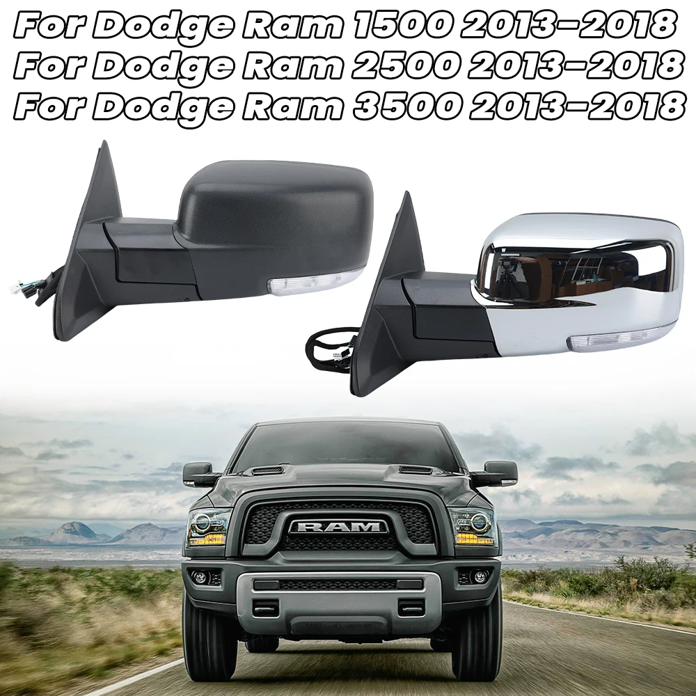 Door Mirror Assembly For Dodge Ram 1500 2500 3500 2013-2018 Power Folding Dual Lamps Heated Side Rearview Mirror Car Accessories