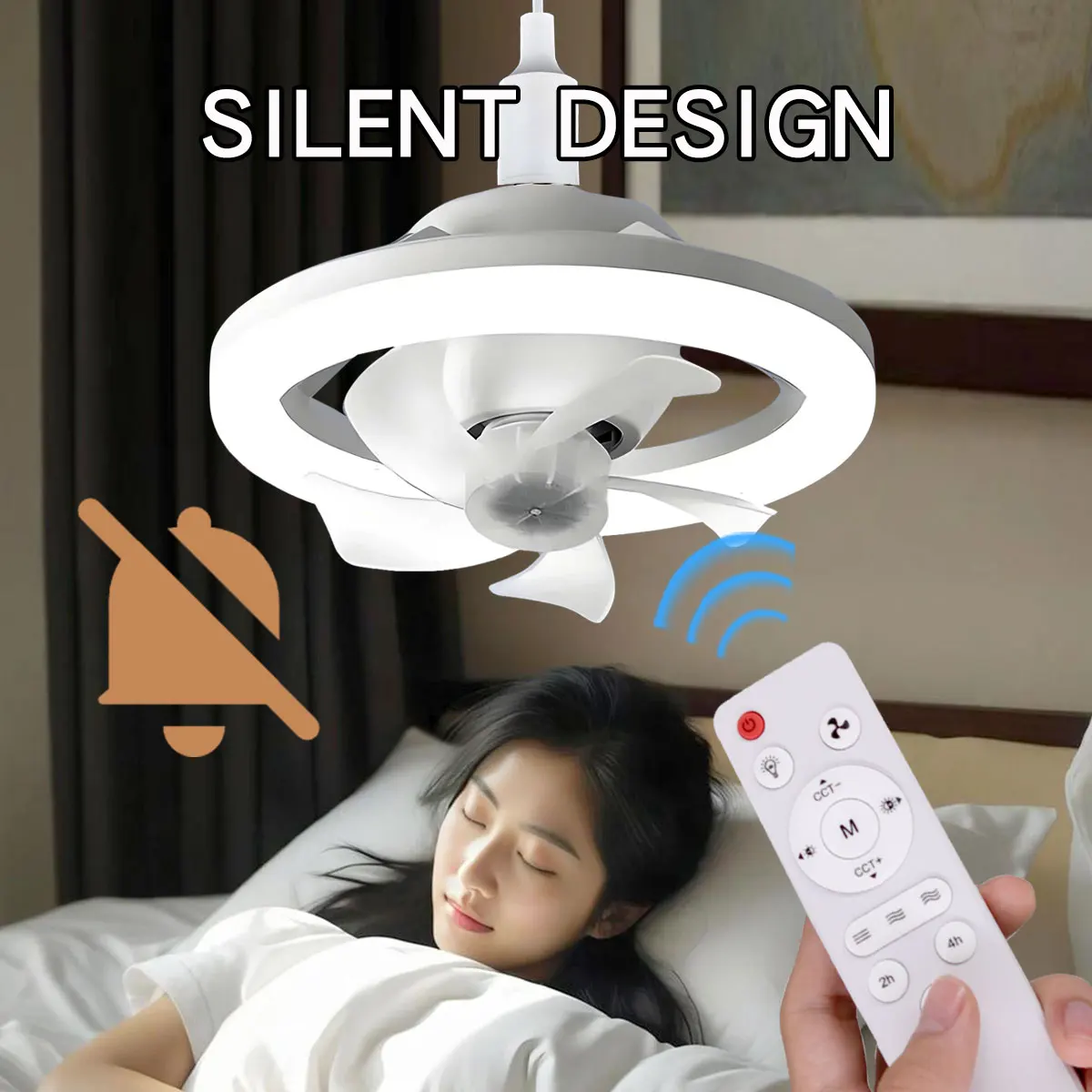 360°Rotatable E27 LED Ceiling Fan Bulb With Remote Control Dimmable Ventilator Lamp AC85‑265V For Home Indoor Household Lighting