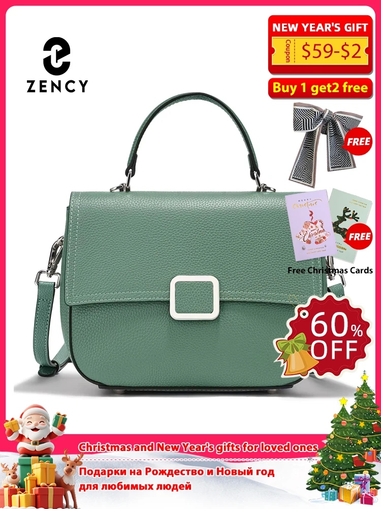 

Zency Women's Genuine Leather Square Bag Fashion Women's Crossbody Shoulder Bag Daily Casual Handbag 2025 Trendy Luxury Bags