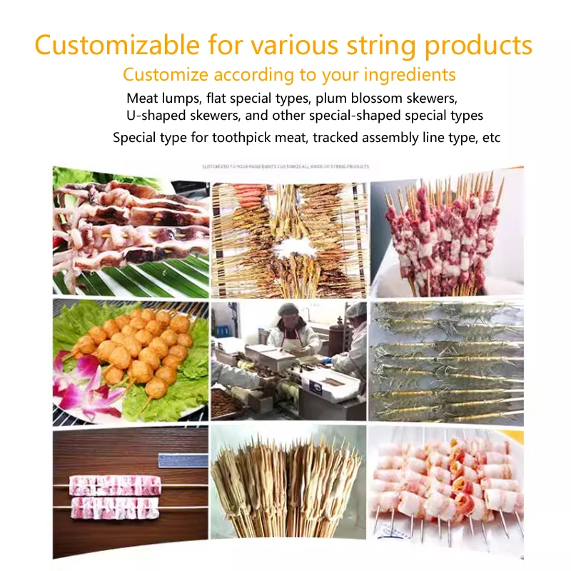 Small Mutton Skewer Doner Kebab Making Machine Pneumatic + Electric Meat Skewers Machine Doner Kebab Wear String Machine