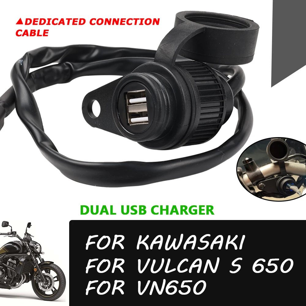 Motorcycle Accessories Dual USB Charger Socket Adapter USB DC Outlet Converter For KAWASAKI VULCAN S 650 S650 VN650 VN 650 2023