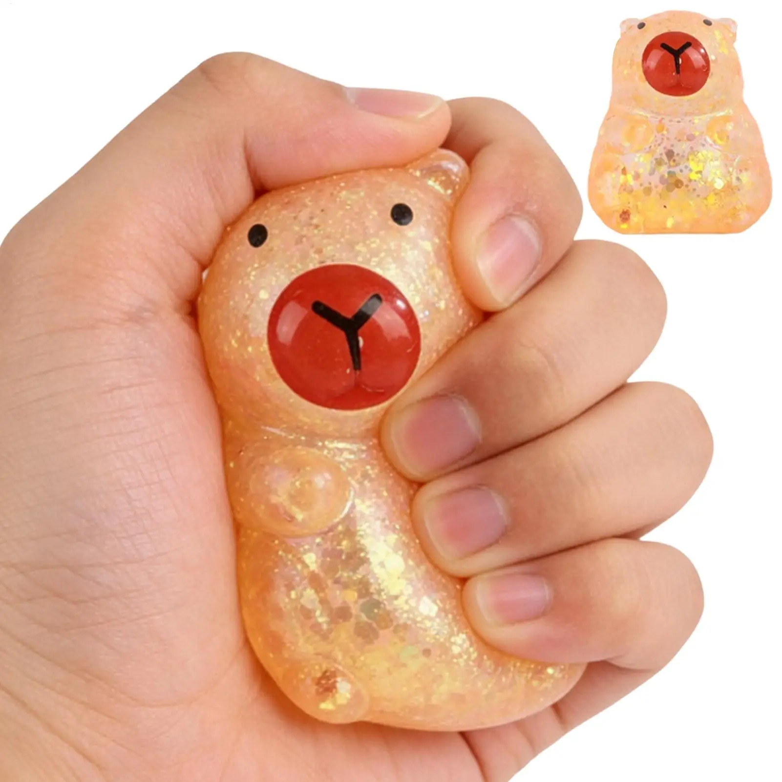 

1 шт. Мягкая игрушка-антистресс в виде мультяшной капибары с блестками, жевательная игрушка-фиджет для снятия стресса и напряжения