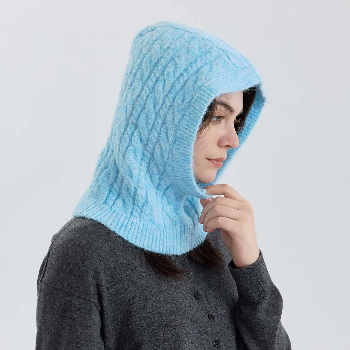 قبعة محبوكة يابانية وكورية جديدة مع غطاء للأذنين ووشاح