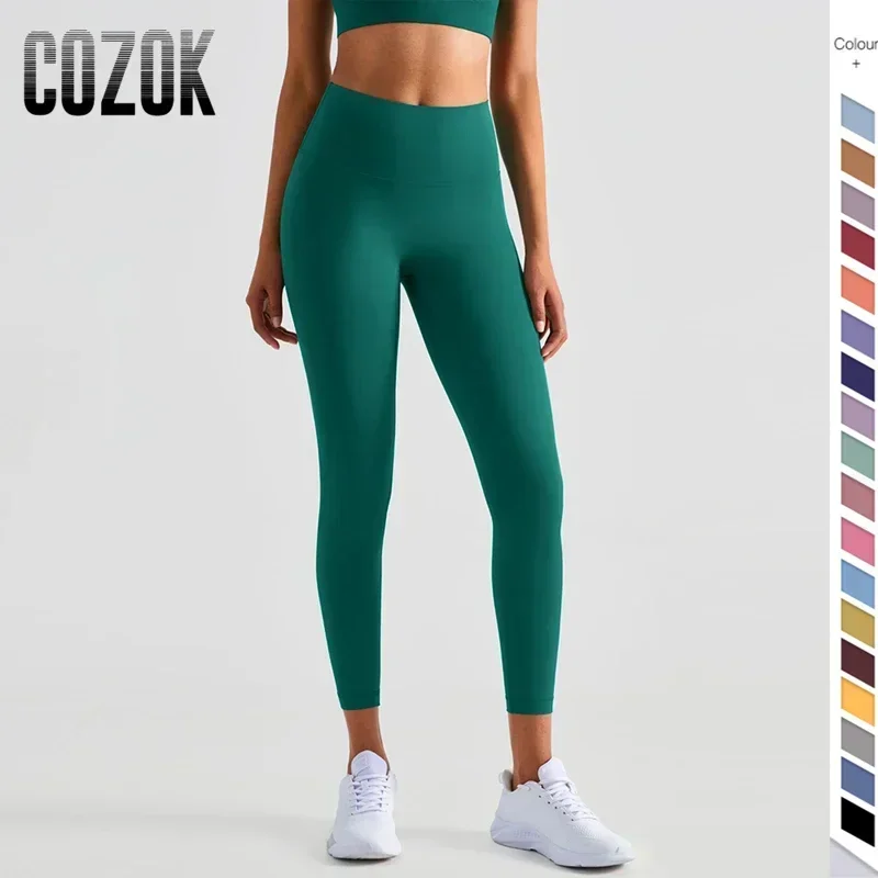 COZOK New 33 Colors Yoga Pants Fitness Female Full Length Leggings Comfortable and Formfitting Running Pants With Pockets