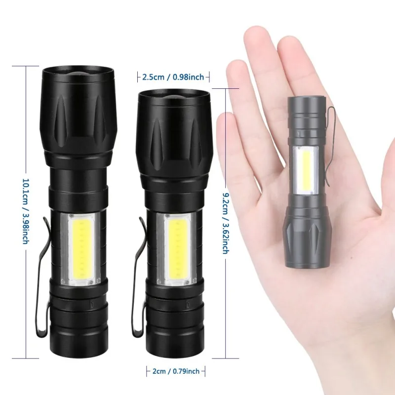 Portable Rechargeable Zoom LED Flashlight XP-G Q3 Flash Light Torch Lantern 3 Lighting Modes Camping Light Mini Led Flashlight