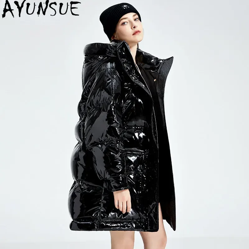 

AYUNSUE Fox Collar Puffer Jacket Winter Coat Women Mid-length Down Jacket Women Clothing Korean Warm Jackets for Women Zm2048