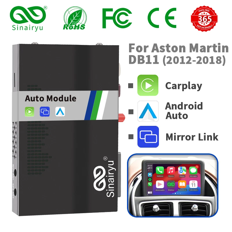 Sinairyu ไร้สาย Apple CarPlay Android Auto โมดูลสําหรับ Aston Martin DBS 2015-2018 NTG 5.0 โทรศัพท์ Android เล่นชุดติดตั้งเพิ่ม