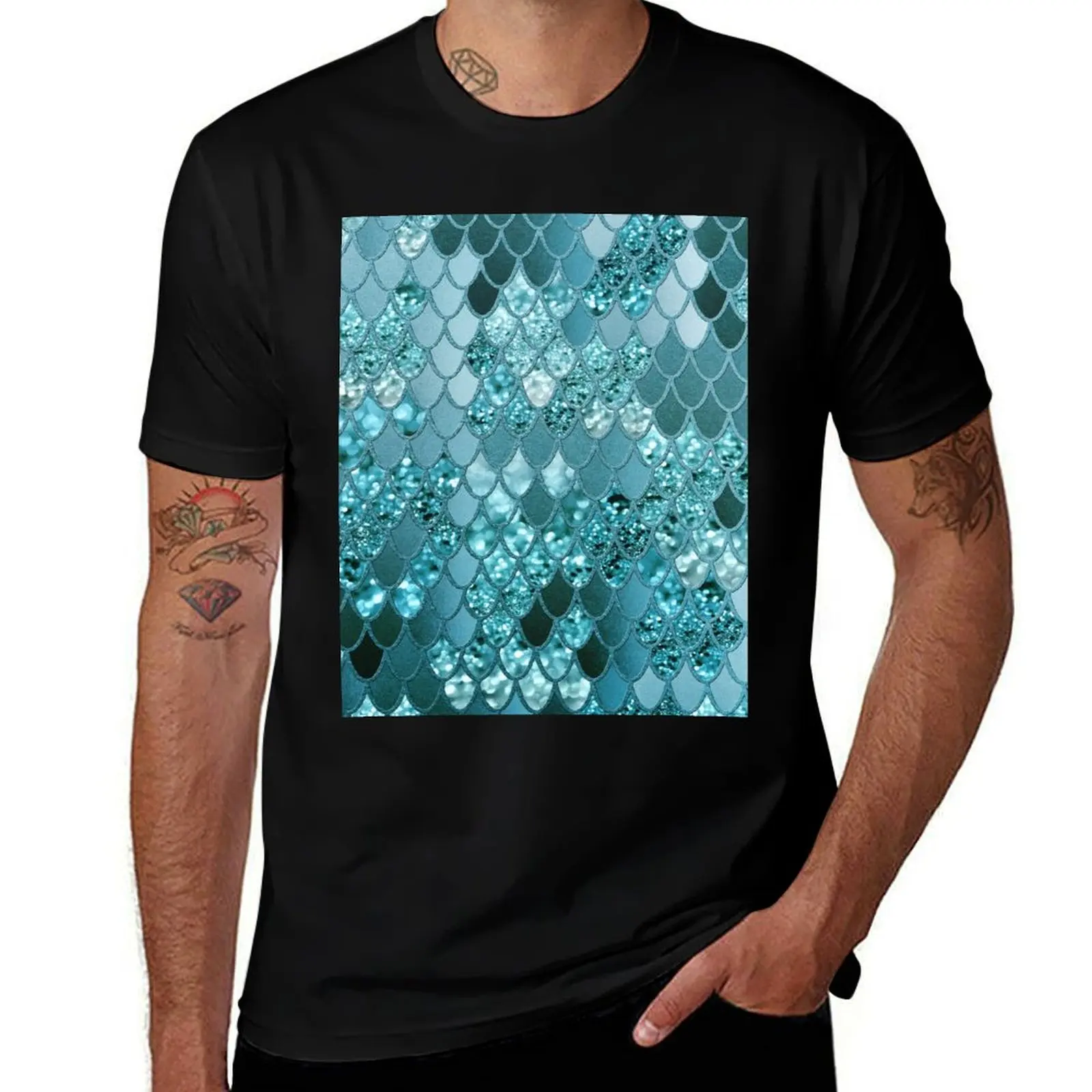 Mermaid Scales #4 (Photo of Glitter Only - Not Reflective) T-Shirt Simple Casual Short Sleeve Cotton T-Shirt