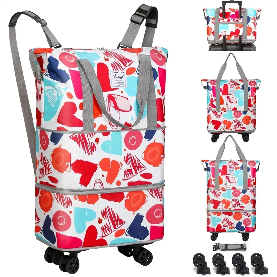 

Rolling Duffel Bag with Wheels Foldable Expandable Duffle Bag with Wheels for Travel Rolling Lage Bag Wheeled Carry On Bag Larg