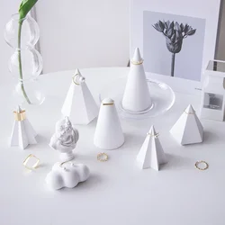 Gypsum Geometric Ring Support Jewelry Decoration Photo Photography Ornaments Home Simple Display Stand Props Background