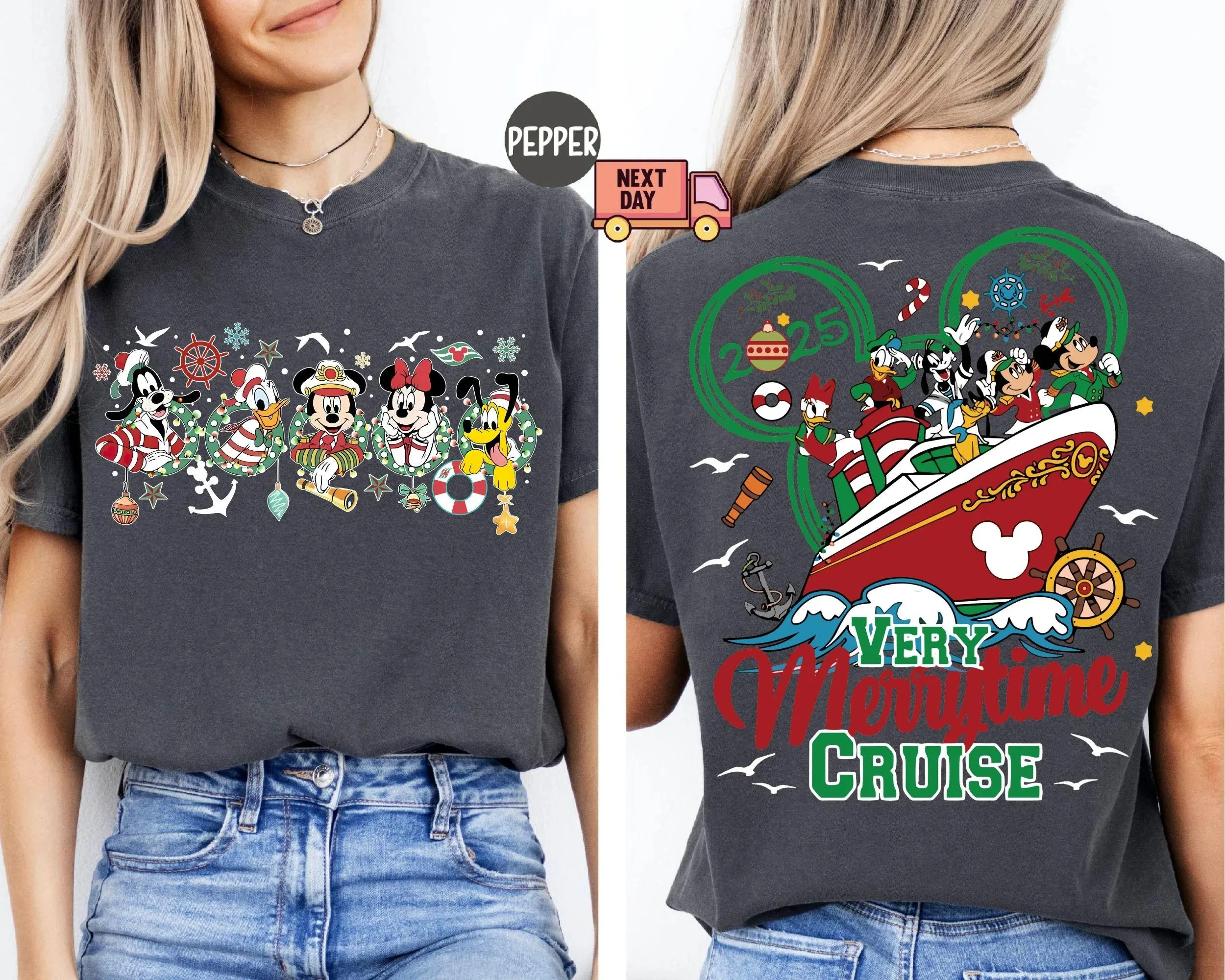 قميص عيد الميلاد Friends Very Merrytime Cruises 2025، تي شيرت حفلة عيد الميلاد المرح جدًا ميكي، Disney Wish Fantasy Magic Wonder