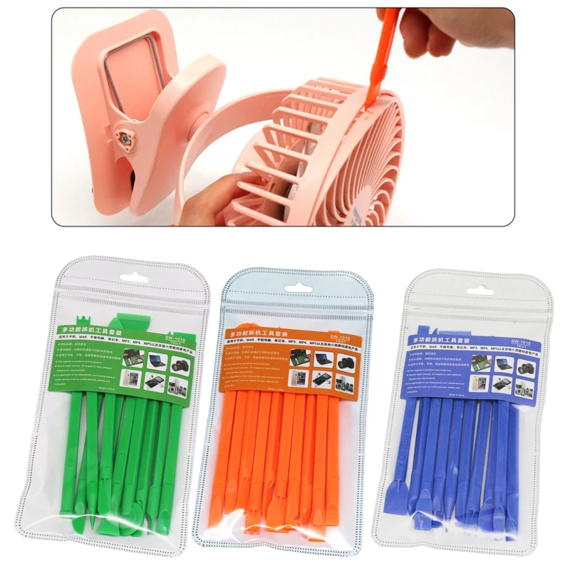 K1KA 10 Pcs Multifunction Prying Opening Repair Tool Plastic Crowbar Dual Head Spudger Disassemble Pry Bar for Computer Phone