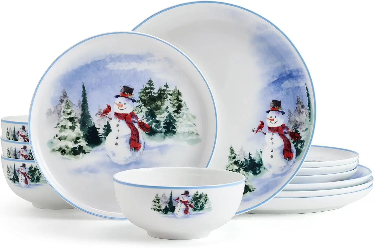

Набор столовой посуды Snowman Forest Chip Resistant из 12 предметов, 4 шт.